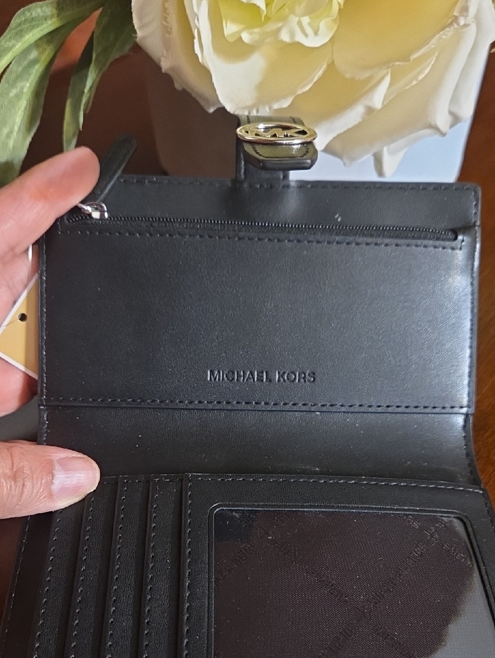 Michael Kors Greenwich Zebra Signature Logo Bi-fold Wallet NWT - Picture 9 of 14